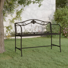 vidaXL kétszemélyes fekete acél kerti pad 104 cm kerti bútor