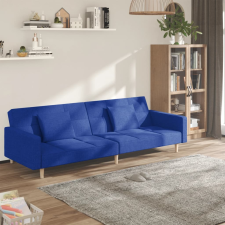 vidaXL kétszemélyes kék szövet kanapéágy két párnával bútor