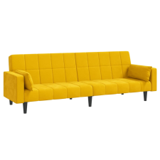 vidaXL kétszemélyes sárga bársony kanapéágy két párnával (375851) ágy és ágykellék