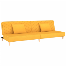 vidaXL kétszemélyes sárga szövet kanapéágy két párnával (375895) bútor