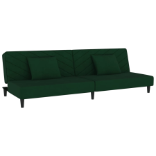 vidaXL kétszemélyes sötétzöld bársony kanapéágy két párnával (375912) bútor