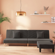 vidaXL kétszemélyes sötétzöld kanapéágy 2 párnával és lábtartóval bútor