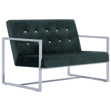vidaXL kétszemélyes sötétzöld króm és bársony karfás kanapé (282164) bútor