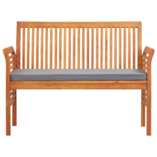 vidaXL kétszemélyes tömör akácfa kerti pad párnával 120 cm (45972) kerti bútor
