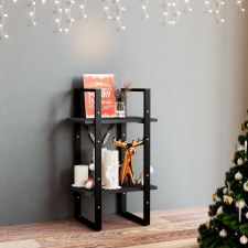 vidaXL kétszintes fekete tömör fenyőfa könyvszekrény 40 x 30 x 70 cm bútor