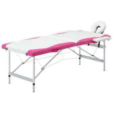 vidaXL kétzónás fehér és pink összecsukható alumínium masszázsasztal szépségápolási bútor
