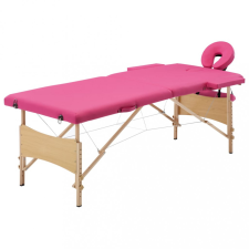 vidaXL Kétzónás rózsaszín összecsukható fa masszázsasztal szépségápolási bútor