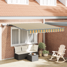 vidaXL Kézi Behúzható Napellenző LED-del Zöld és Sárga 350x250 cm kerti bútor