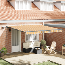 vidaXL Kézi Behúzható Napellenző LED Színes Csíkkal 400x300 cm kerti bútor