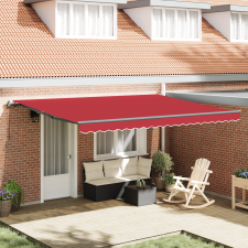 vidaXL Kézi Behúzható Napellenző Piros 450x350 cm kerti bútor