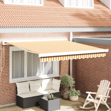 vidaXL Kézi Behúzható Napellenző Sárga és Fehér 300x250 cm kerti bútor