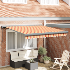 vidaXL Kézi behúzható napellenző sárga és narancs 300x250 cm kerti bútor
