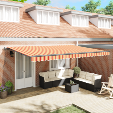 vidaXL Kézi Behúzható Napellenző Sárga és Narancs 500x300 cm kerti bútor