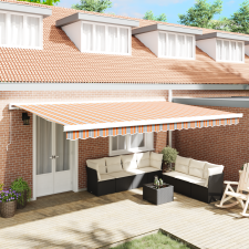 vidaXL Kézi behúzható napernyő csíkos minta 500x300 cm kerti bútor