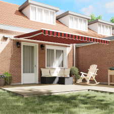 vidaXL Kézi Behúzható Napernyő LED-del Narancs és Barna 400x350 cm kerti bútor