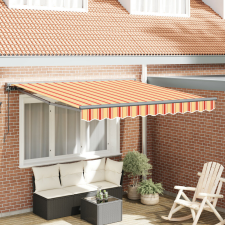 vidaXL Kézi Kihúzható Napernyő - Sárga és Narancs, 300 x 250 cm kerti bútor