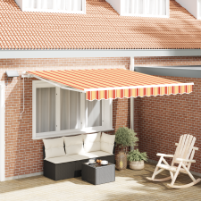 vidaXL Kézi Visszahúzható Napernyő LED-del, Sárga és Narancs 300x250 cm kerti bútor
