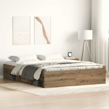 vidaXL kézműves tölgy szerelt fa ágykeret matrac nélkül 150x200 cm ágy és ágykellék