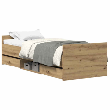 vidaXL kézműves tölgy szerelt fa ágykeret matrac nélkül 90x200 cm (3328804) ágy és ágykellék