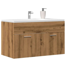 vidaXL kézműves tölgy szerelt fa mosdószekrény 90x38,5x46 cm fürdőszoba bútor