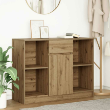 vidaXL kézműves tölgy szerelt fa tálalószekrény fiókos 101x35x76 cm bútor