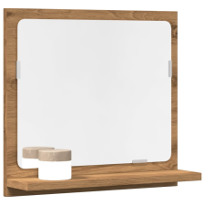 vidaXL kézműves tölgy szerelt fa tükrös fürdőszobaszekrény 40x11x37 cm fürdőszoba bútor