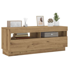 vidaXL kézműves tölgy szerelt fa TV-szekrény LED-ekkel 100x35x40 cm bútor