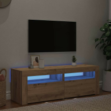 vidaXL kézműves tölgy szerelt fa TV-szekrény LED-ekkel 120x35x40 cm bútor