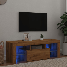 vidaXL kézműves tölgy szerelt fa TV-szekrény LED-ekkel 120x36,5x40 cm bútor
