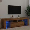 vidaXL kézműves tölgy szerelt fa TV-szekrény LED-ekkel 140x36,5x40 cm