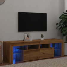 vidaXL kézműves tölgy szerelt fa TV-szekrény LED-ekkel 140x36,5x40 cm bútor
