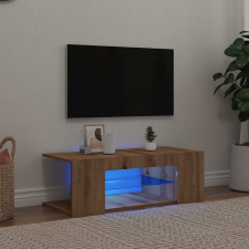vidaXL kézműves tölgy szerelt fa TV-szekrény LED-ekkel 90x39x30 cm bútor
