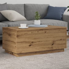 vidaXL kézműves tölgy színű dohányzóasztal LED-lámpákkal 90x50x40 cm bútor