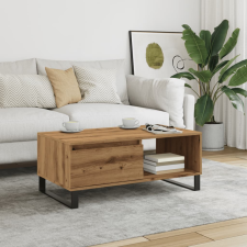 vidaXL kézműves tölgy színű szerelt fa dohányzóasztal 90x50x36,5 cm bútor
