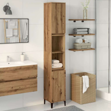 vidaXL kézműves tölgy színű szerelt fa fürdőszobaszekrény 30x30x190 cm fürdőszoba bútor