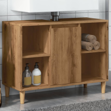 vidaXL kézműves tölgy színű szerelt fa mosdószekrény 80 x 33 x 60 cm fürdőszoba bútor