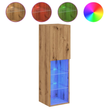 vidaXL kézműves tölgy színű TV-szekrény LED-lámpákkal 30,5x30x102 cm (857678) bútor