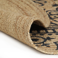 vidaXL kézzel font jutaszőnyeg sötétkék mintával 150 cm (133703) lakástextília