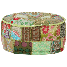 vidaXL kézzel készült kerek zöld pamut patchwork puff 40 x 20 cm bútor