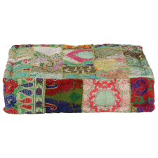 vidaXL kézzel készült zöld pamut patchwork ülőpárna 50x50x12 cm kerti bútor
