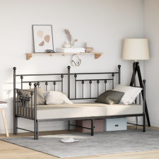 vidaXL Kihúzható ágykeret fekete 80x200 cm acél ágy és ágykellék