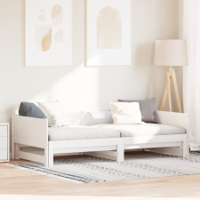 vidaXL Kihúzható Nappali Ágy Fehér 90x200 cm Tömör Fa Fenyő ágy és ágykellék
