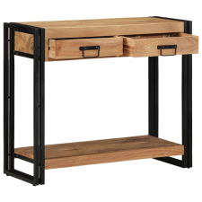 vidaXL Kisasztal Fekete 90x33x75 cm Tömör akácfa és fém bútor