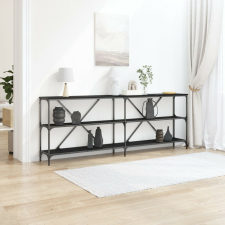 vidaXL Kisegítő Asztal Fekete Tölgy 200x30x75 cm Mérnöki Fa és Acél bútor