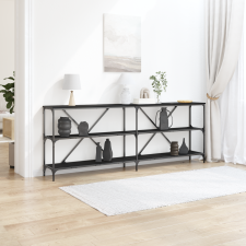 vidaXL Kisegítő Asztal Fekete Tölgy 200x30x75 cm Mérnöki Fa és Acél bútor