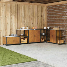 vidaXL Konyhai tárolószekrény polcokkal ajtóval Rozsdás Viharvert acél bútor