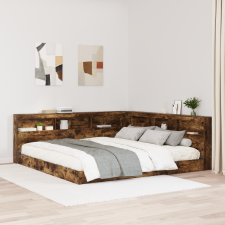 vidaXL Könyvespolc Ágy Füstölt Tölgy 180x200 cm Mérnöki Fa ágy és ágykellék