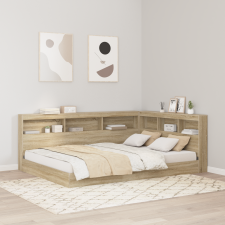 vidaXL Könyvespolc Ágy Sonoma Tölgy 140x200 cm Farostlemez ágy és ágykellék