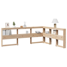 vidaXL Könyvespolc fejtámla L-alakú 150 cm tömörfa fenyőfa ágy és ágykellék