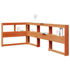 vidaXL Könyvespolc fejtámla L-alakú viaszbarna 80 cm tömör fa fenyőfa ágy és ágykellék
